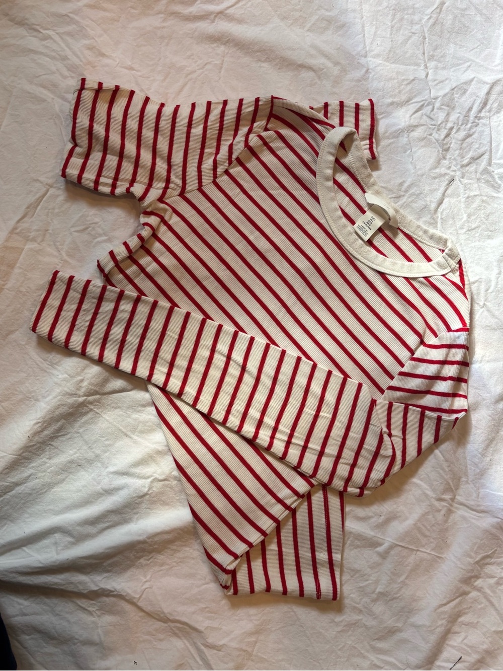 Red & White Striped Long Sleeve Top
